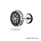 Gothic Norse Viking Rune Stud Earrings — Stainless Steel