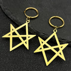 Hexagram Silver Hoop Earrings — Stainless Steel