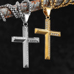 Cross Gemstone Pendant — Stainless Steel