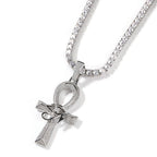 THE BLING KING Iced Eye of Horus Ancien Egypt Ankh Pendant Necklace Big Vintage Zirconia Cross Key Of Life Guardian Jewelry Gift