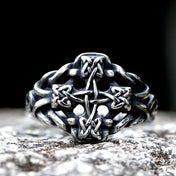 Viking Cross Amulet Celtic Knot Ring — Stainless Steel