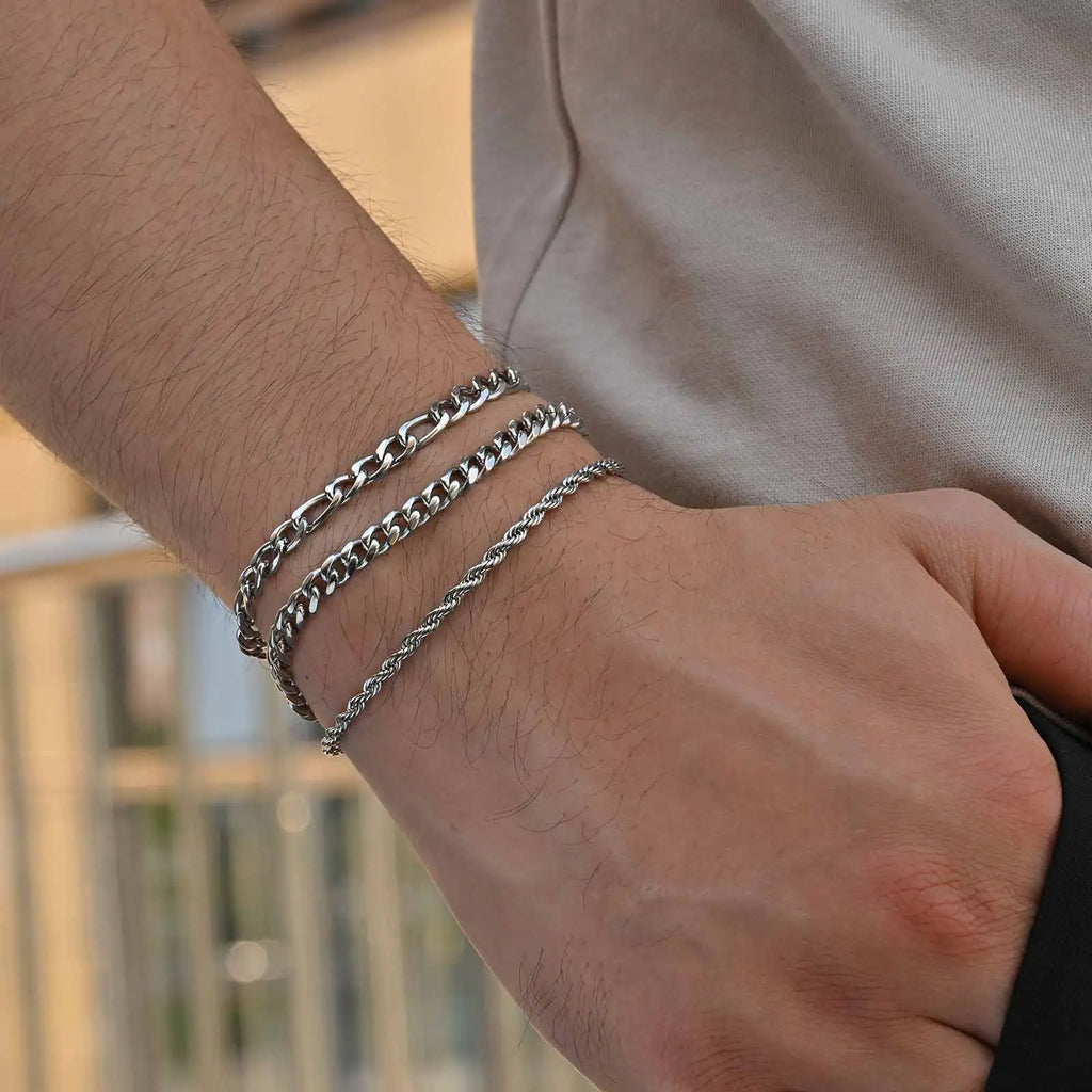 2/3pcs Stainless Steel Cross Cuban Bracelets for Men Waterproof Non Fading Twist Chain Bracelet Simple Fashion Jewelry