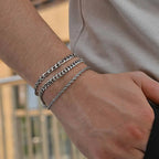 2/3pcs Stainless Steel Cross Cuban Bracelets for Men Waterproof Non Fading Twist Chain Bracelet Simple Fashion Jewelry