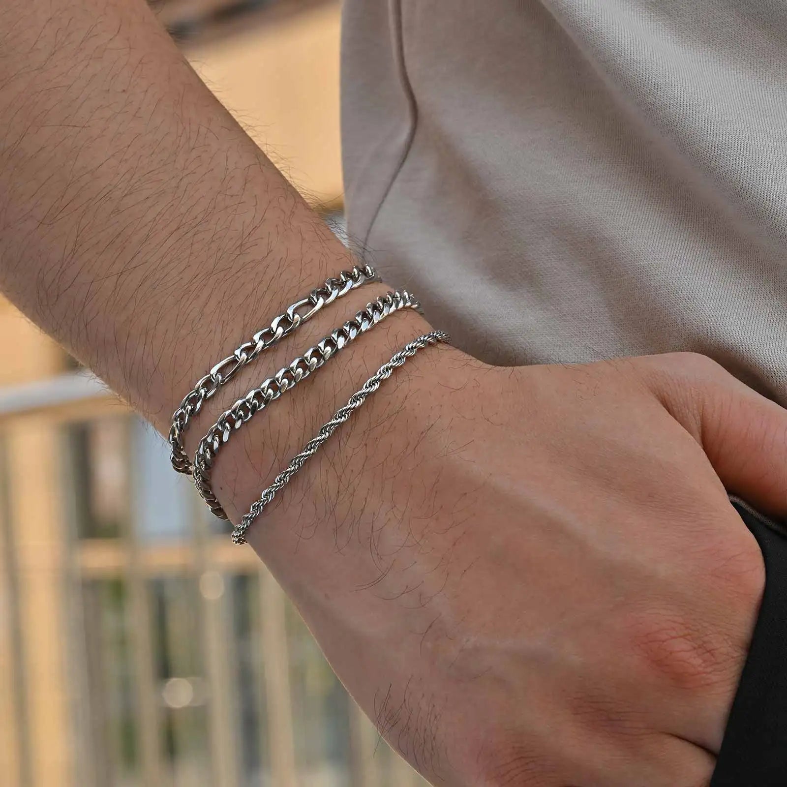 2/3pcs Stainless Steel Cross Cuban Bracelets for Men Waterproof Non Fading Twist Chain Bracelet Simple Fashion Jewelry
