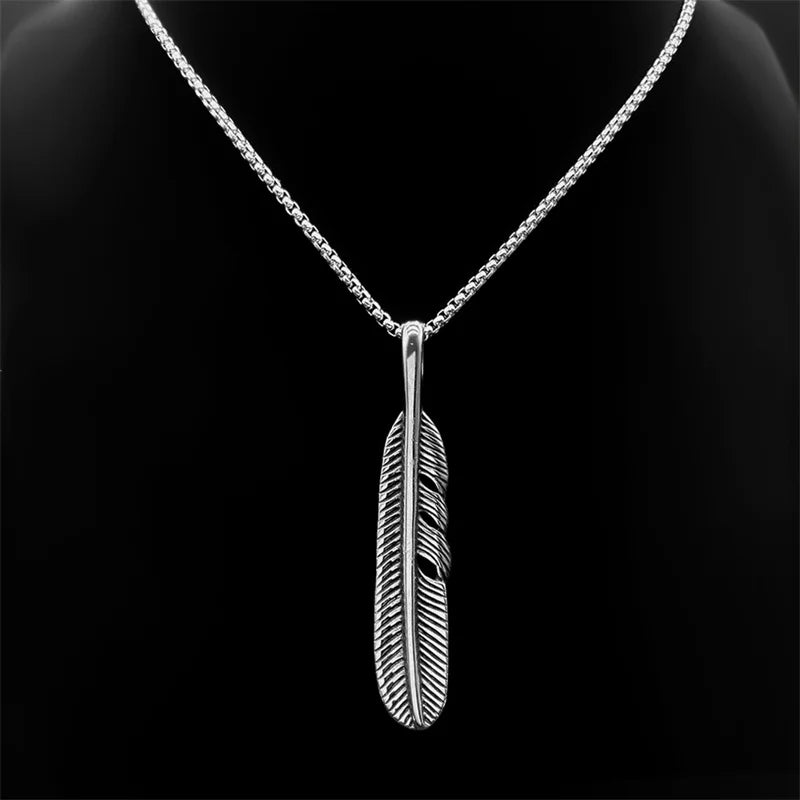 Silver Pendant Vintage Feather Leaf Shaped Sweater