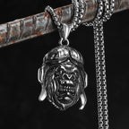 Retro Pilot Gorilla Men Necklace Stainless Steel Pendant Chain Punk Rock Jewelry New In Accessories Rider Gifts Daily
