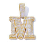 Gold Iced Out Letter Pendant Necklace Capital 18K