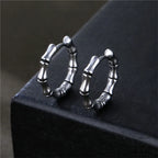 Bamboo Shaped Hoop Earrings for Men Women — Stainless Steel