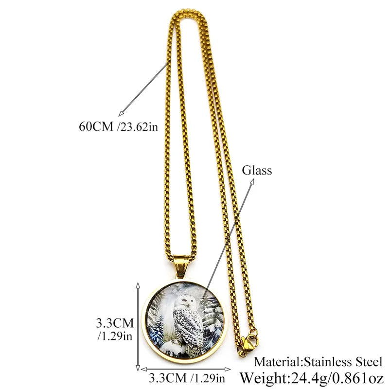 Owl Gold Pendant Necklace — Stainless Steel