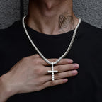 Iced Out Cross Pendant Necklace With 4mm Tennis Chain Religious Charm Full Rhinestone Bling Hip Hop Jewelry for Men and