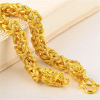 hollowed-out men's bracelet, double dragon head men's bracelet, gold jewelry