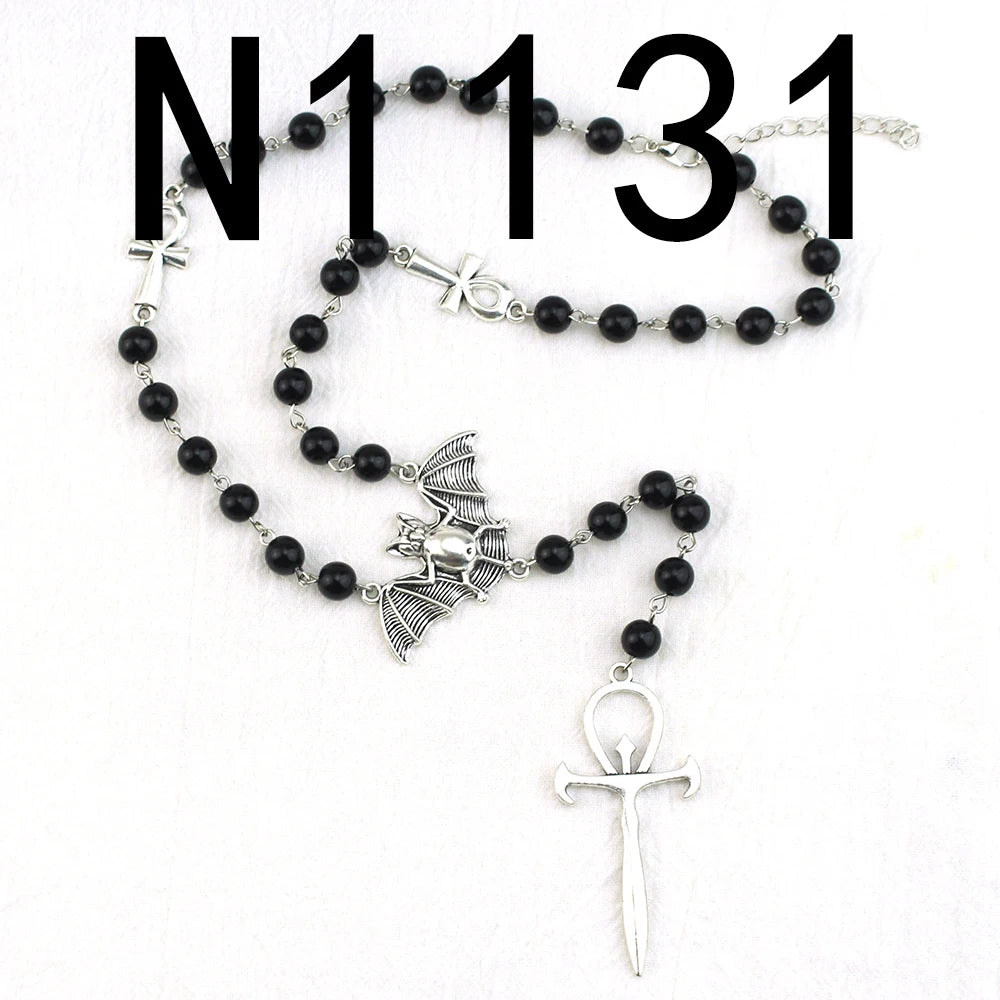 Anime Stainless Steel Cross Chain Pendant Necklace for Women Cosplay Jewelry Charms Amulet Necklaces Gifts New