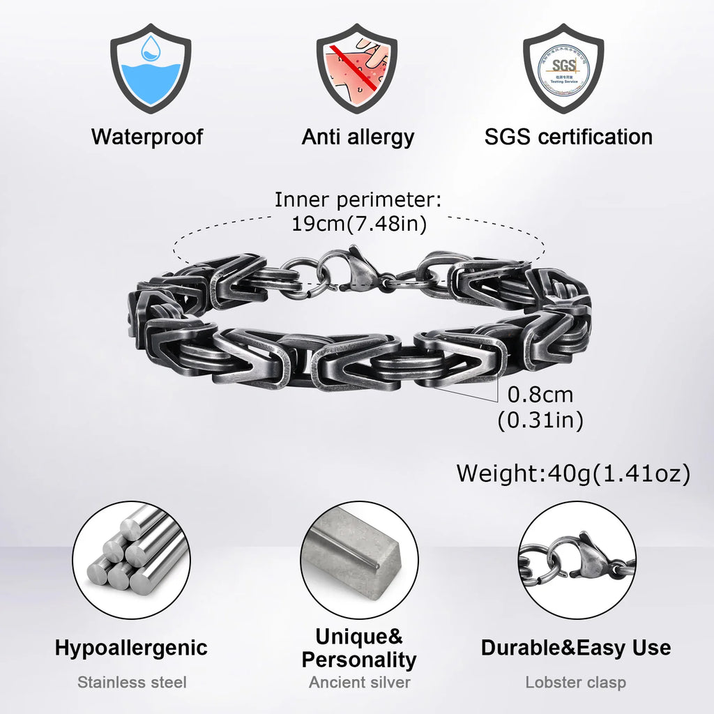 Byzantine V-Shape Chain Bracelet — Stainless Steel