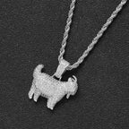 Iced Out Goat Pendant Cuban Necklace — Gold