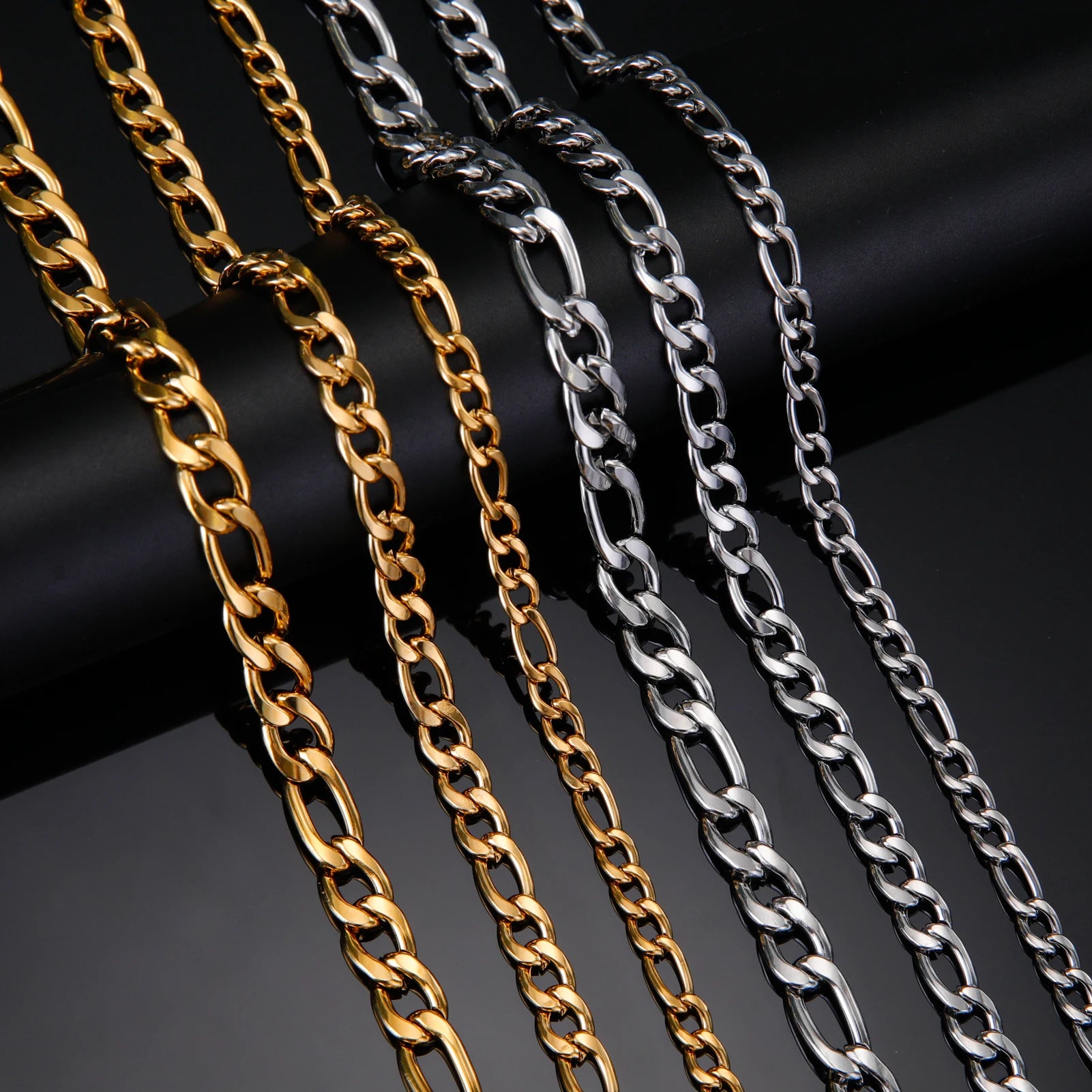 Skyrim Figaro Chain Necklace for Men Women Stainless Steel Gold Color Basic Punk Long Thick Link Chains Jewelry Gift Wholesale