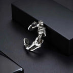 Creative Punk Skeleton Opening Ring for Men, Retro Gothic Skull Metal Rings, Vintage Hip Hop Finger Jewelry Gift for