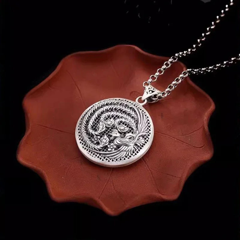 Silver-Tone Phoenix Pendant Necklace — Hollow Out