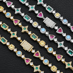 Gold Iced Out Tennis Necklace Colored Gemstone