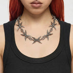 Punk Grunge Goth Rivet Splice Chain Geometric Necklace & Bracelet