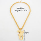 Crocodile Pendant 18K Luxury Gold Color Neclace Chain Dubai Jewelry Fashion African Gold Plated Statement Pendant Set Daily Wear