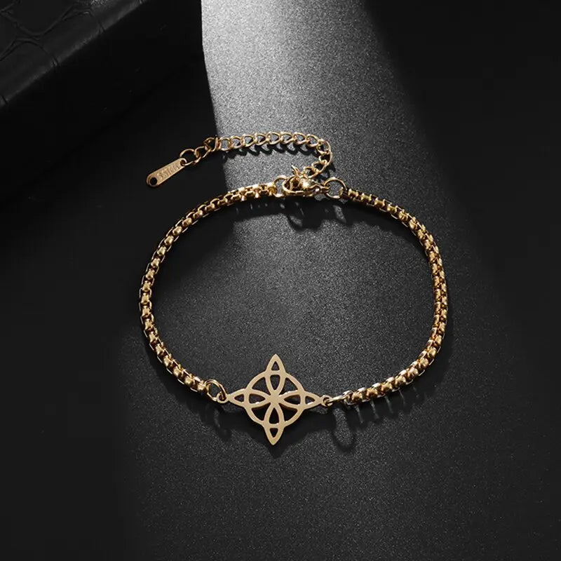 Witchcraft Witch Knot Necklace Irish Trinity Knot Triple Spiral Pendant Stainless Steel Ankh Cross Pentagram Amulet Jewelry