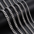 1Pc Size 3mm-9mm Miami Curb Cuban Link Chain for Men Women Stainless Steel Mens Jewelry Hip Hop Chain
