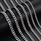 1Pc Size 3mm-9mm Miami Curb Cuban Link Chain for Men Women Stainless Steel Mens Jewelry Hip Hop Chain