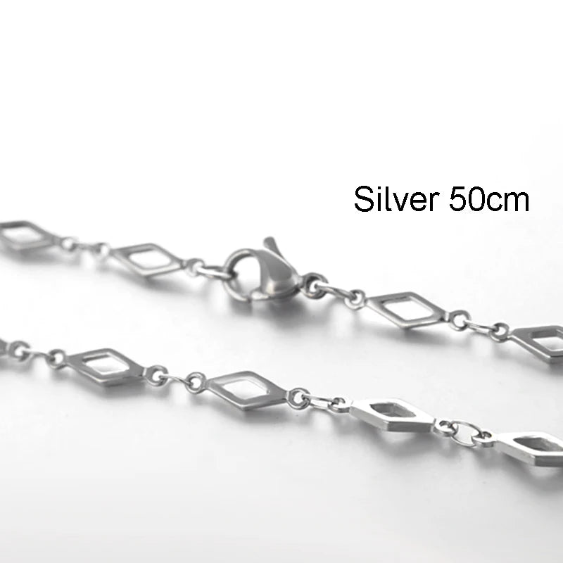 50cm New Fashion Stainless Steel Chain 1.2-3mm Silver Color Rose Gold Necklace Jewelry Vacuum Plating Accessories Chokers Collar