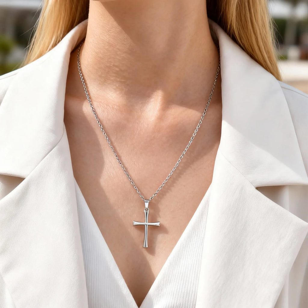Minimalist Classic Cross Necklace for Men Women, Stainless Steel Chain Collar Necklace, Fashion Unisex Jewelry Gifts