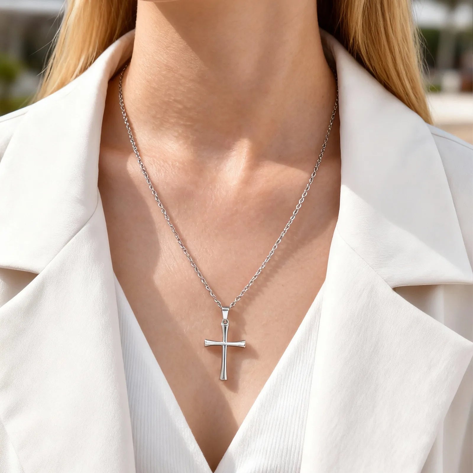 Minimalist Classic Cross Necklace for Men Women, Stainless Steel Chain Collar Necklace, Fashion Unisex Jewelry Gifts