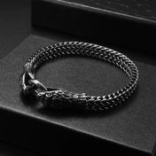 New Trend Personality Weaving Stainless Steel Metal Chain Stereo Engraving Two-headed Snake Bracelet for Men Women