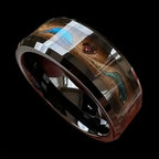 Trendy Creative Gold Color Quicksand Galaxy Meteorite Pattern Black Stainless Steel Rings for Men Cosmic Artistic Jewelry Gifts