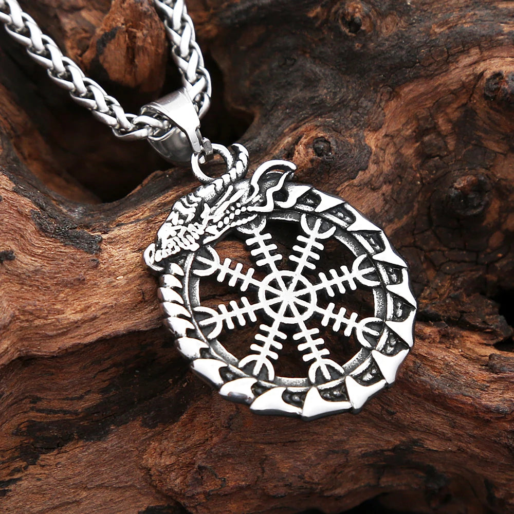 Dragon Viking Steel Pendant Vintage Ouroboros