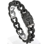 Punk Skull Bracelet For Man In Black Stainless Steel Skeleton Jewelry Men's Wrist Bracelets Rockers' Jewelry