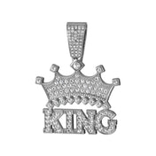 Iced Out Crown King Pendant Necklace 13mm Cuban