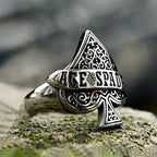 Black Ace of Spades Playing Card Ring — Stainless Steel