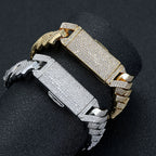 Iced Out Cuban Necklace Stainless Steel 16MM 3-Row