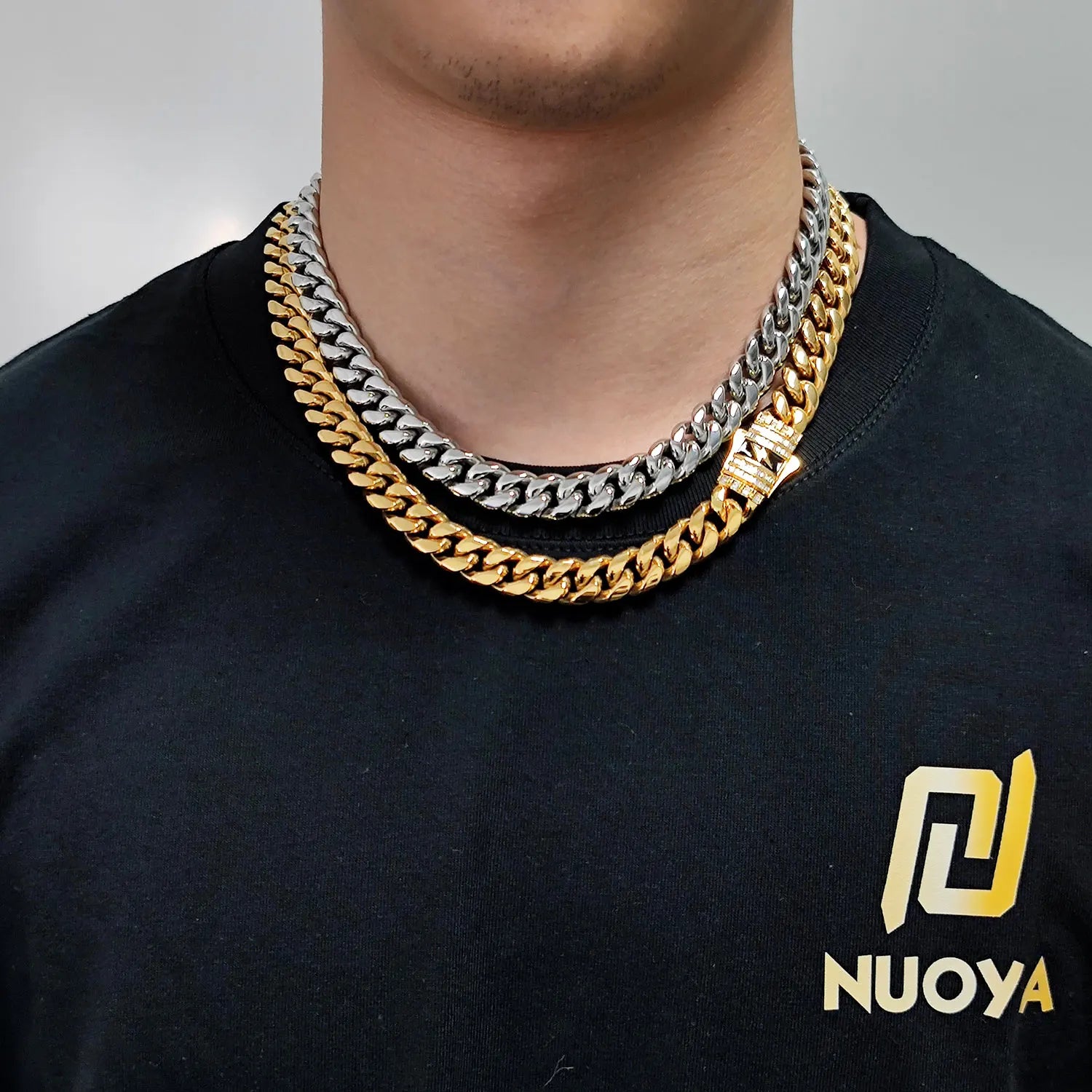 Iced Out Cuban Chain Necklace Stainless Steel 12MM