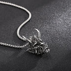 Japanese Hannya Mask Horn Men Necklaces Pendants Stainless Steel Chain Punk for Boyfriend Male Jewelry Creativity Gift Wholesale