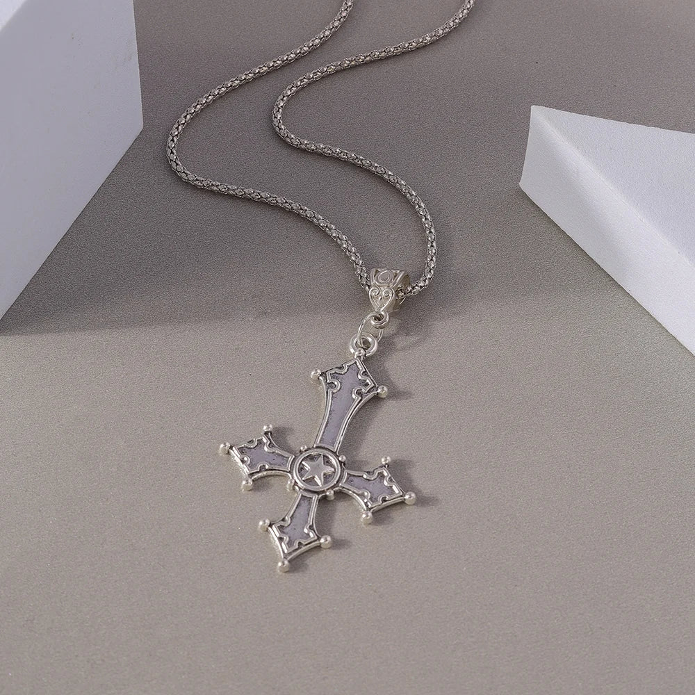 Gothic Skull Love Heart Necklace for Women Men Religious Crucifix Necklaces Punk Jewelry Gifts