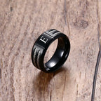 Black Letter Initial Ring — Stainless Steel