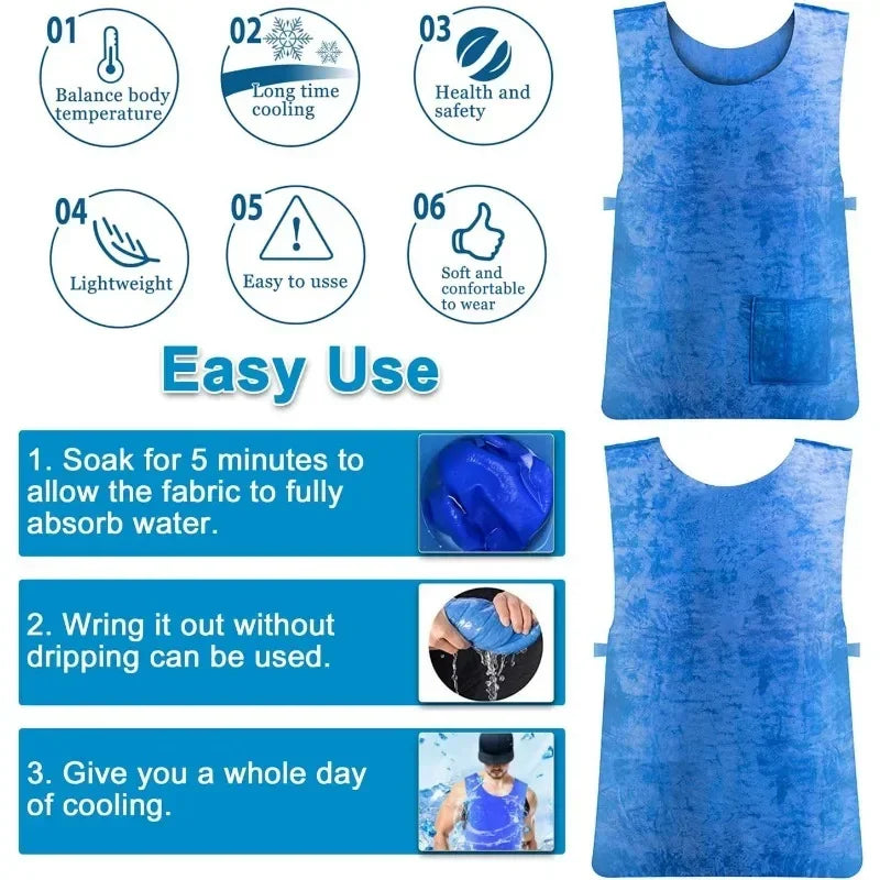 Cooling Vest Water Evaporative Cool Shirt Heatstroke Prevention Evaporative Ice Cooling Vest for MS Patient Outdoor