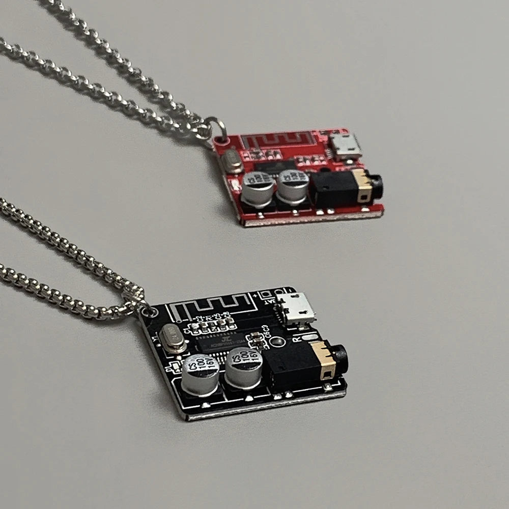 Y2K Cyberpunk Necklace PCB Electric Board Pendant Necklace for E-girl Women Hip Hop Stainless Steel Ins Necklace