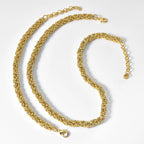 Minimalist Braided Chain Necklace Bracelet Set Lobster Clasp