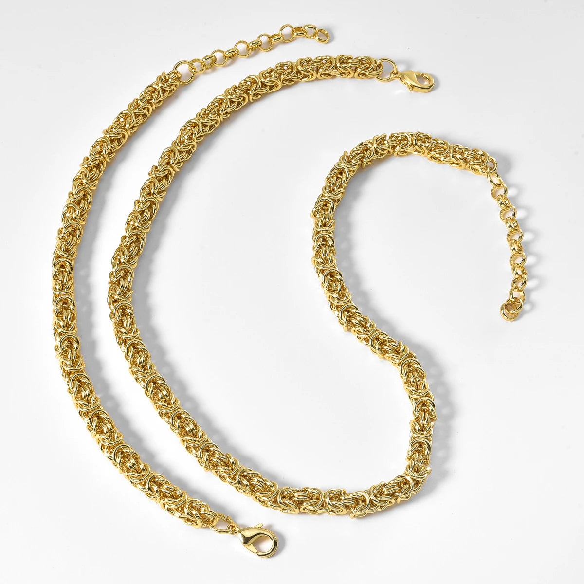 Minimalist Braided Chain Necklace Bracelet Set Lobster Clasp
