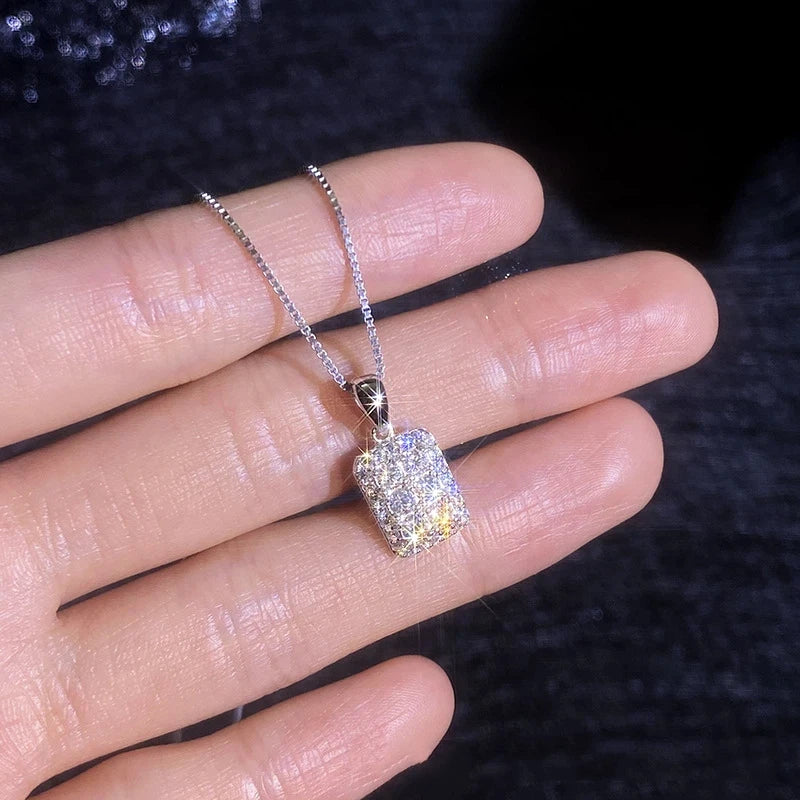 100% 18K Real Platinum PT950 moissanite necklace full of diamonds sparkling simple light luxury pendant clavicle chain