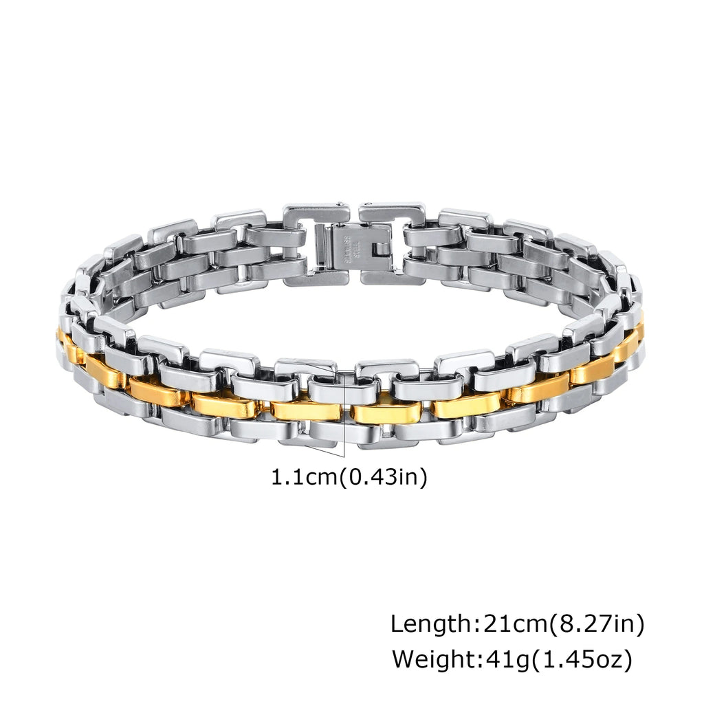 Two-Tone Statement Bracelet — Stainless Steel