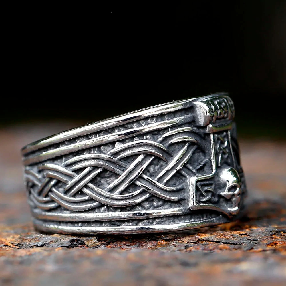 New Viking Amulet Nordic Mjolnir Thor's Hammer and Skull Ring For Men Women Stainless Steel Male Anel Gift Free Shipping