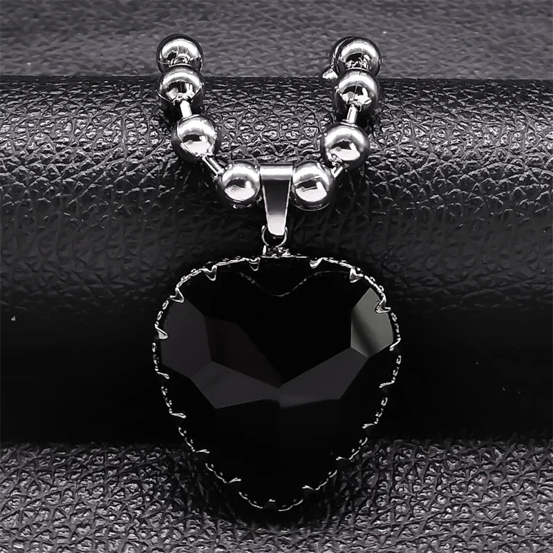 Gothic Black Heart Pendant — Stainless
