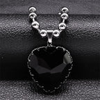 Gothic Black Heart Pendant — Stainless
